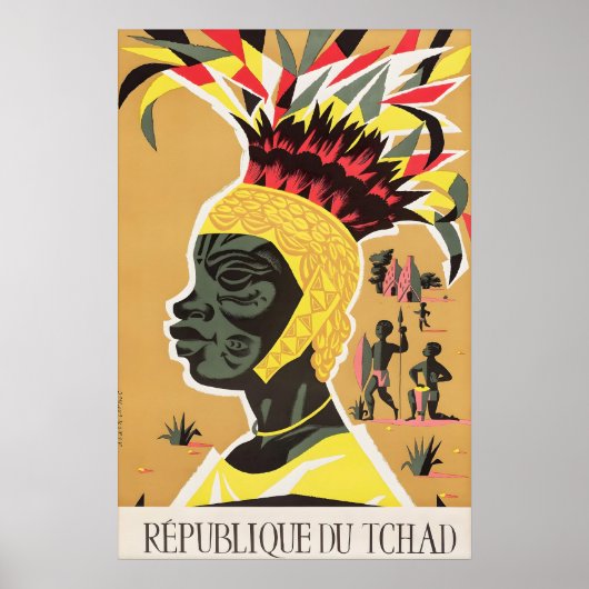Affiche de voyage vintage République du Tchad (Devant)