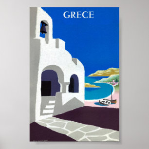 Affiche de voyage vintage restaurée de Grèce