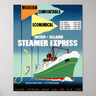 Affiche de voyage vintage restaurée de Nouvelle-Zé