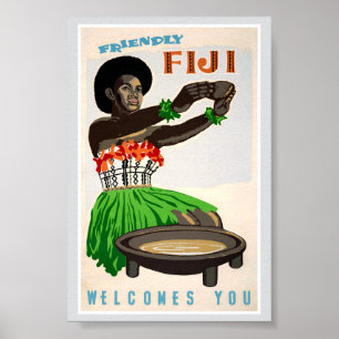 Affiche de voyage vintage restaurée des Fidji