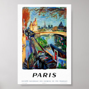 Affiche de voyage vintage restaurée Paris France