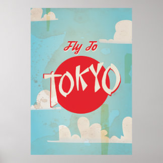 Affiche de voyage Vintage Rétro Vol à Tokyo