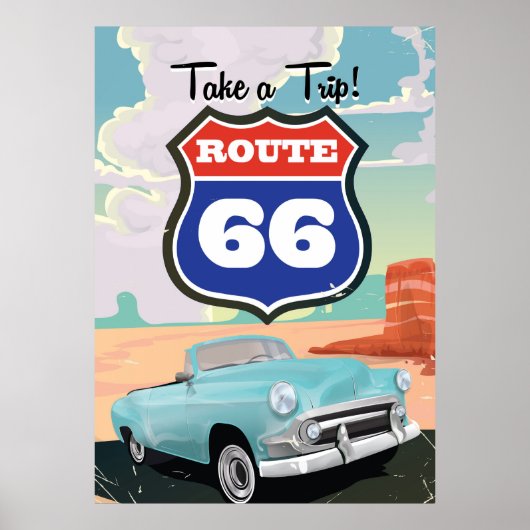 Affiche de voyage vintage Route 66 (Devant)