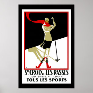 Affiche de voyage Vintage Saint Croix Ski