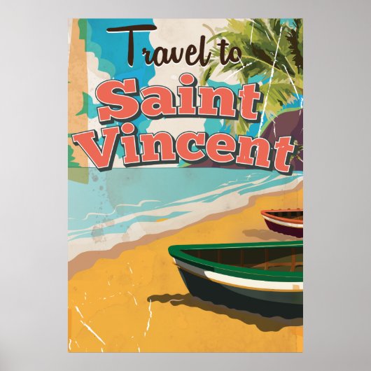 Affiche de voyage vintage Saint-Vincent. (Devant)