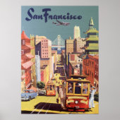 Affiche de voyage vintage San Francisco Cable Cars (Devant)