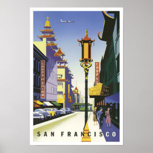 Affiche de voyage vintage San Francisco Chinatown