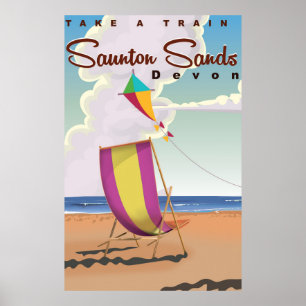 Affiche de voyage vintage Saunton Sands Devon