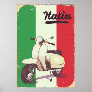 Affiche de voyage vintage scooter Italia