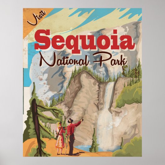 Affiche de voyage vintage Sequoia. (Devant)