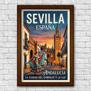 Affiche de voyage vintage Séville, Espagne des ann