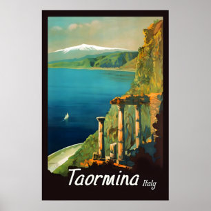 Affiche de voyage vintage style années 1920 Taormi