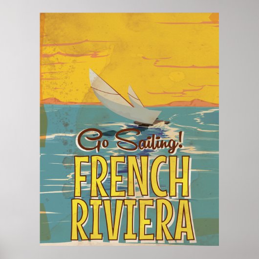 Affiche de voyage vintage sur la Côte d'Azur franç (Devant)