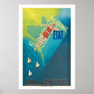 Affiche de voyage vintage sur l'iode aéroporté pou