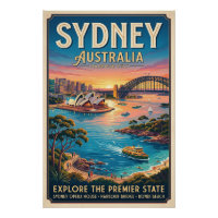 Affiche de voyage vintage Sydney Australie