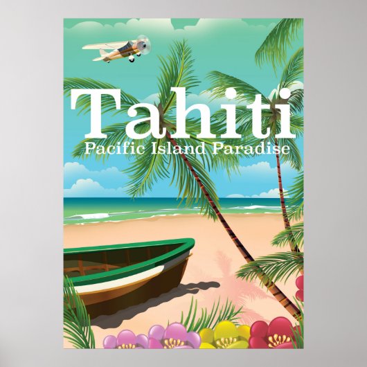 Affiche de voyage vintage Tahiti (Devant)