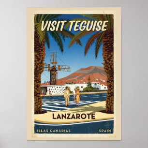 Affiche de voyage vintage Teguise Lanzarote Espagn