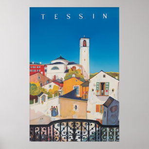 Affiche de voyage vintage Tessin Suisse
