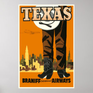 Affiche de voyage vintage Texas