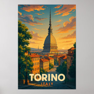 Affiche de voyage vintage Torino Italie