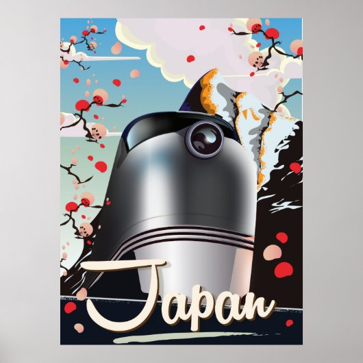 Affiche de voyage vintage Train Japon. (Devant)