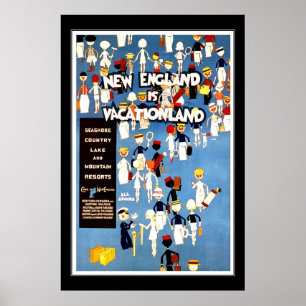 Affiche de voyage vintage vacances en Nouvelle-Ang