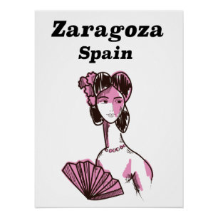Affiche de voyage vintage Zaragoza Espagne