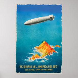 Affiche de voyage Zeppelin allemand-italien Art vi