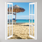 Affiche de vue sur la mer et la plage de sable par (Devant)