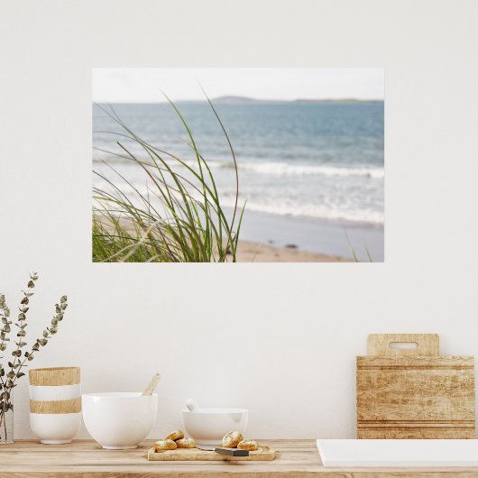 affiche de vue sur l'herbe de dunes de sable (Cuisine)