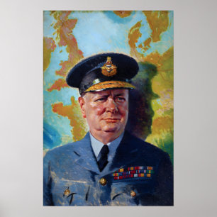 Affiche de Winston Churchill en uniforme de la RAF