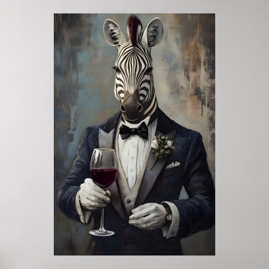 Affiche de zèbre en smoking, Affiche d'animal, Zèb (Devant)