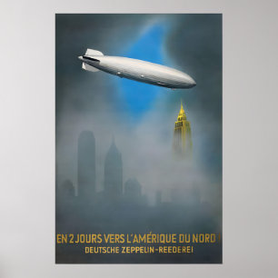 Affiche de Zeppelin allemand au-dessus de New York