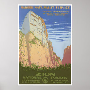 Affiche de Zion Art Zion National Park années 1930