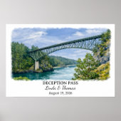 Affiche Deception Pass Washington, Aquarelle, Cust (Devant)