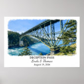 Affiche Deception Pass Washington, Aquarelle, Cust (Devant)