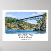 Affiche Deception Pass Washington, Aquarelle, Cust (Devant)