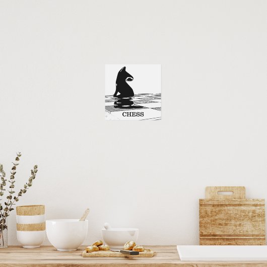 Affiche d'échecs avec la pièce de chevalier noir (Cuisine)