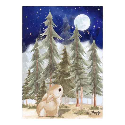 Affiche décoration murale lapin  Nuit étoilée