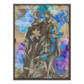 Affiche decoupage de couple médiéval vintage avec (Devant)