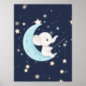 Affiche d'éléphant bébé pêchant des étoiles (Devant)