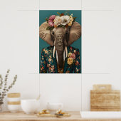 Affiche d'éléphant en costume, Portrait d'éléphant (Cuisine)
