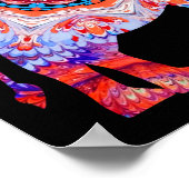 Affiche d'éléphant Kaleidoscope en bleu et orange (Coin)