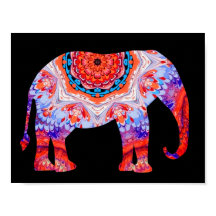 Affiche d'éléphant Kaleidoscope en bleu et orange