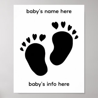 affiche d'empreinte de pieds de bébé avec des orte