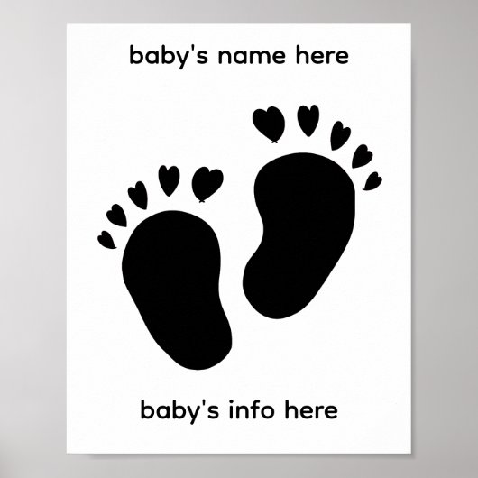 affiche d'empreinte de pieds de bébé avec des orte (Devant)