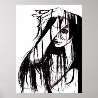 Affiche d'encre gothique Illustration sombre Art d
