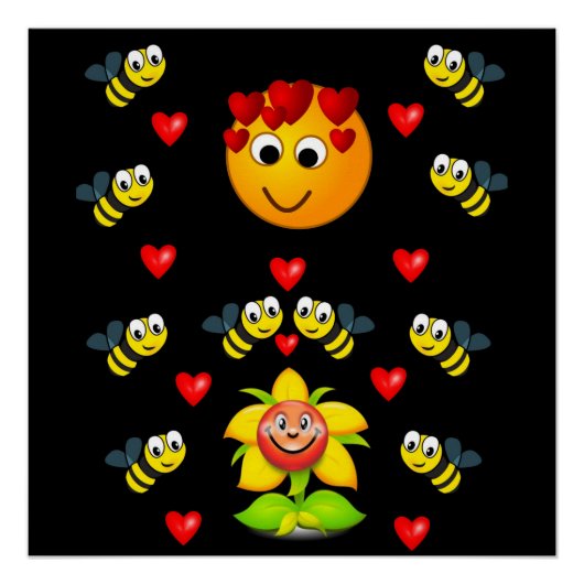 affiche d'enfant jaune-abeille (Devant)