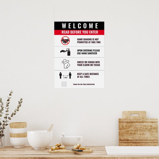 AFFICHE D'ENTRÉE DE COVID (Cuisine)