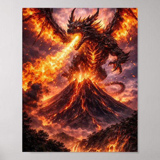 Affiche d'éruption du dragon volcanique (Devant)